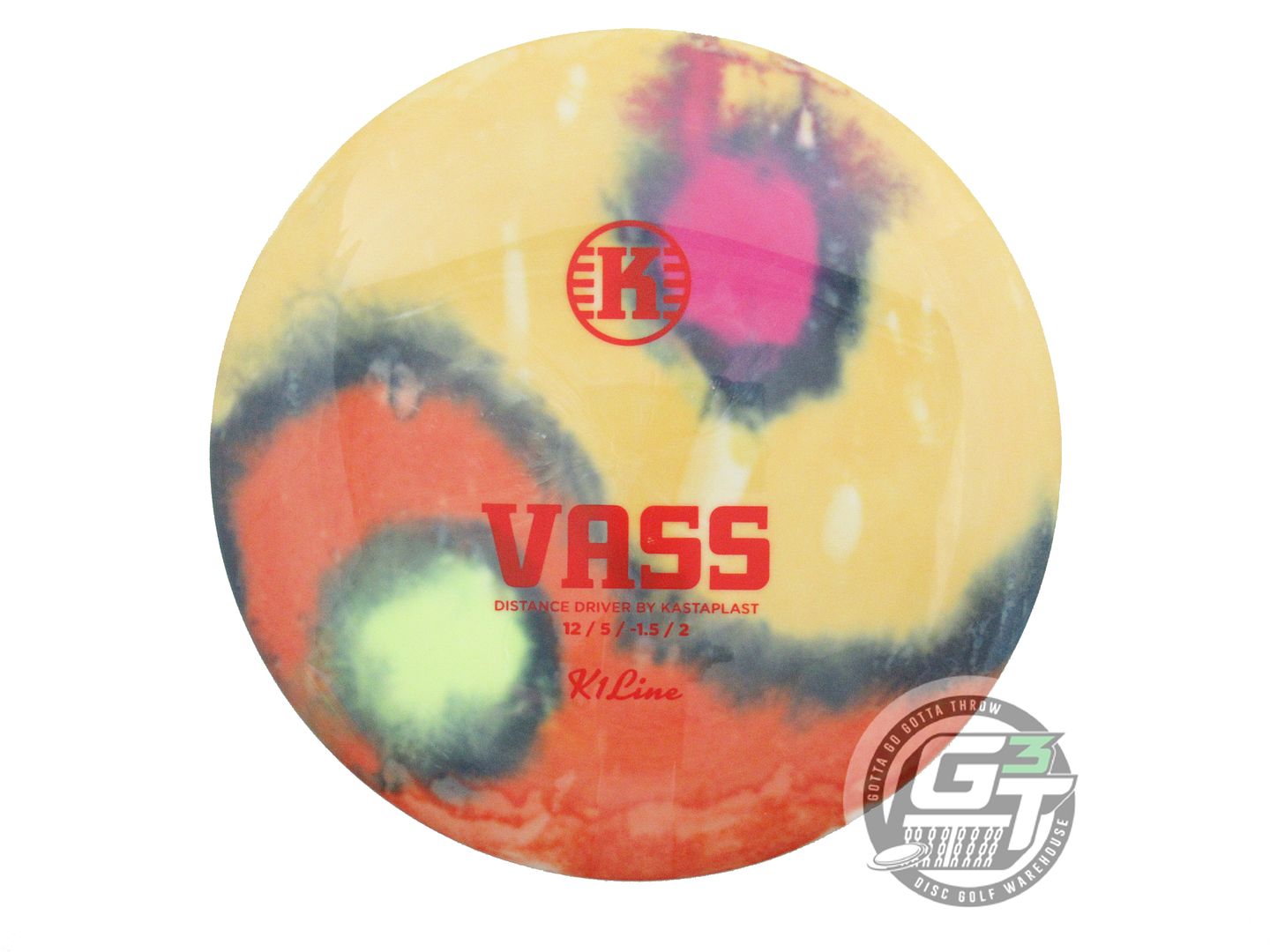 USED Kastaplast Tie-Dye K1 Vass 174g Yin Yang Distance Driver Golf Disc