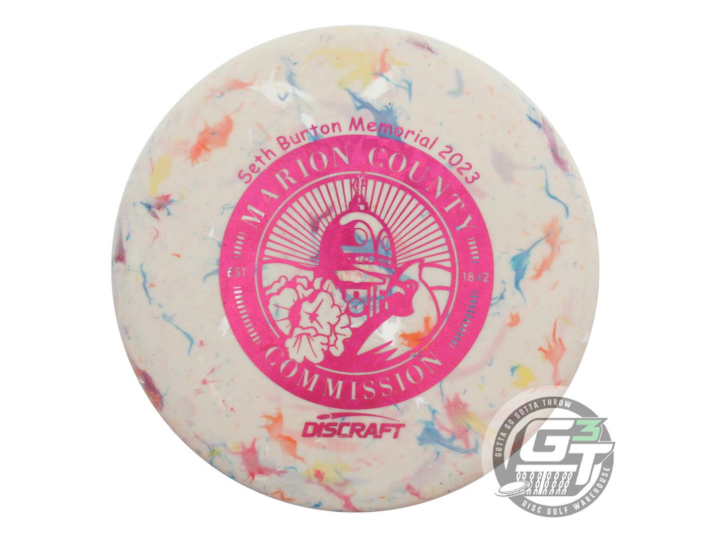USED Discraft Jawbreaker Zone 176g Lt. Gray Magenta Shatter Foil Putter Disc