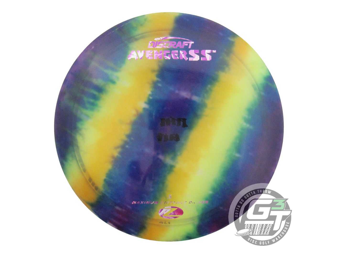 USED Discraft FlyDye Z Avenger SS 176g Purple Stripes Distance Driver Golf Disc