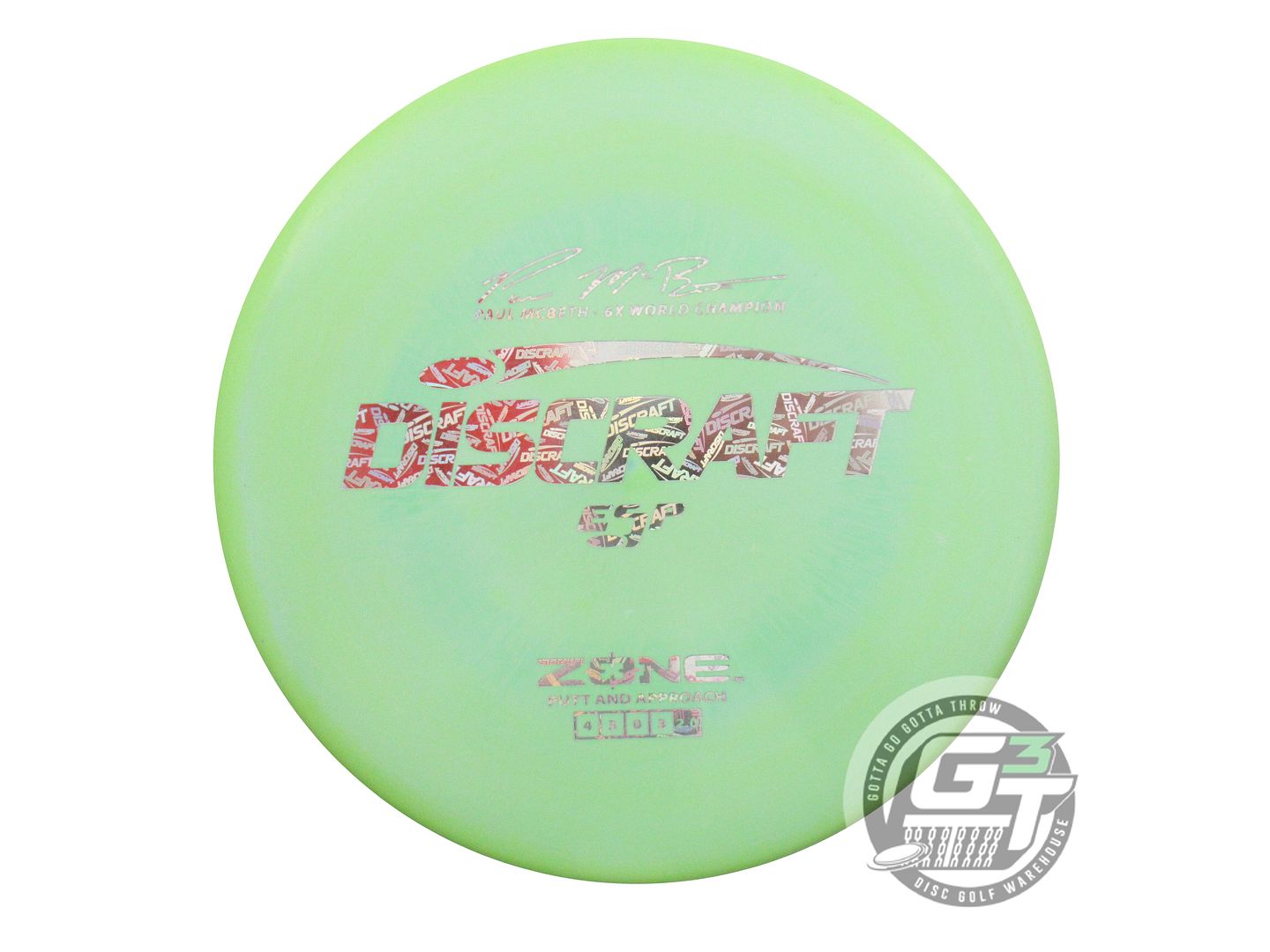 NOS Discraft ESP Zone 175g Lime Holo Logo Foil Putter Golf Disc