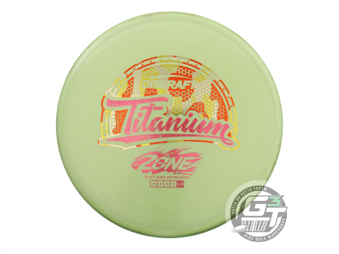 USED Discraft Titanium Zone 175g Lime Orange Lava Foil Putter Golf Disc