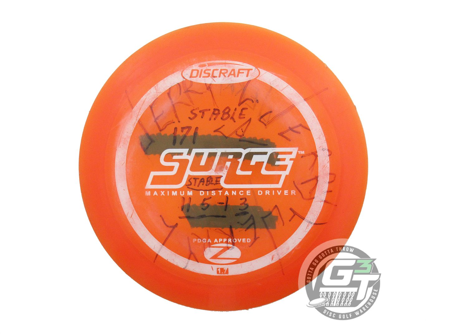 USED Discraft Z Surge 172g Orange White Stamp PFN Distance Driver Golf Disc