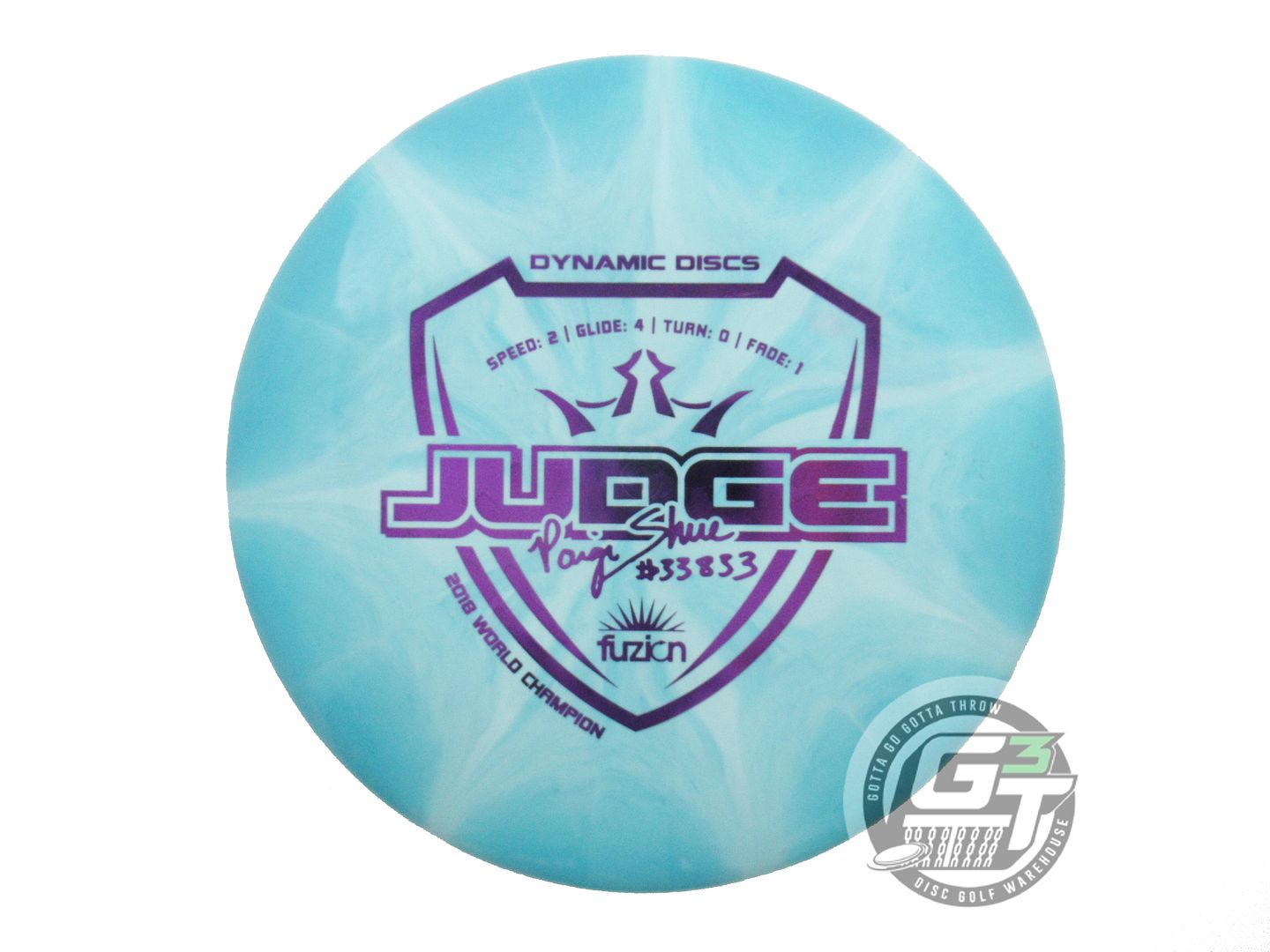 USED Dynamic Discs [SHUE] Fuzion Burst Judge 175g Teal Purple Foil Putter Disc