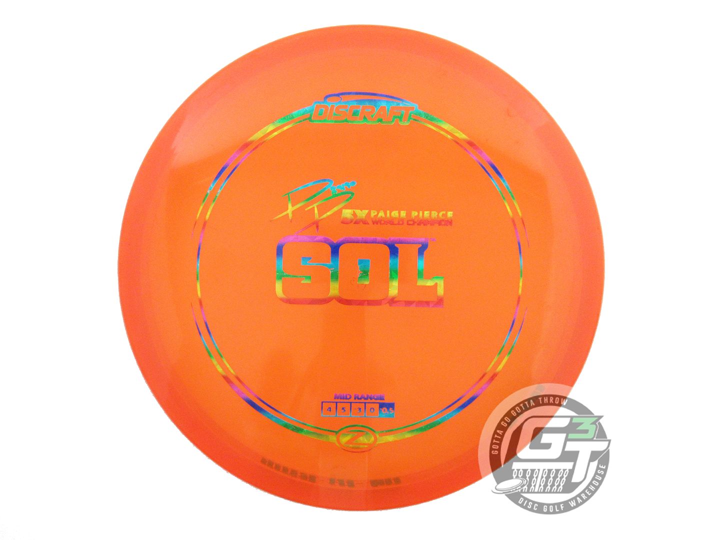USED Discraft [PIERCE] Z Sol 173g Orange Rainbow Shatter Foil Midrange Golf Disc