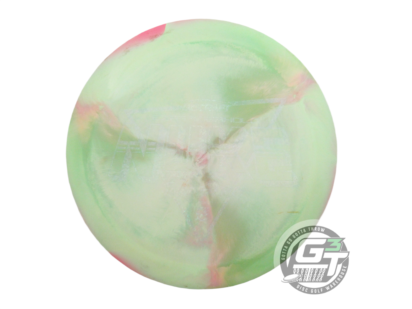 USED Discraft [ADERHOLD] Swirl ESP Nuke 177g Lime-Pink Distance Driver Golf Disc
