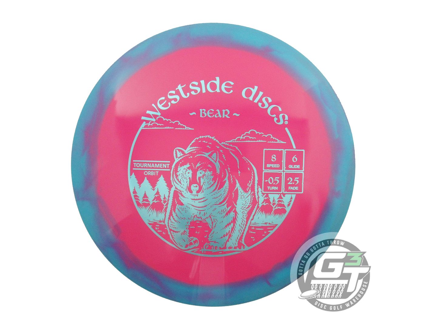 USED Westside Discs Tournament Orbit Bear 176g Teal-Pink A Fairway Driver Disc
