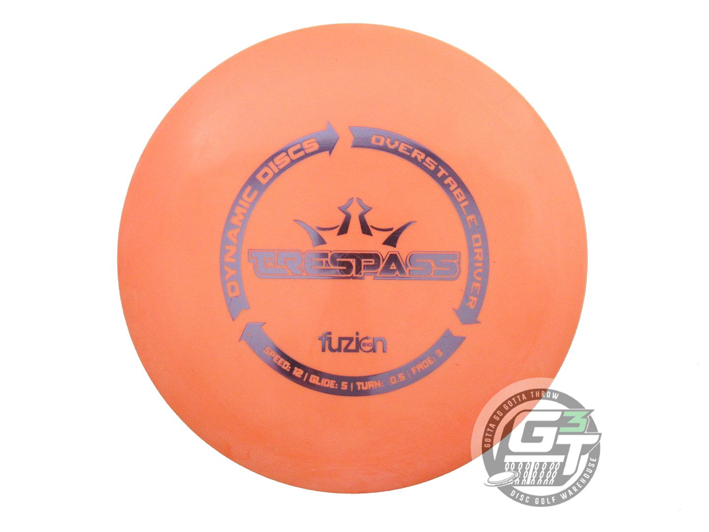 USED Dynamic Discs BioFuzion Trespass 172g Peach Purple Foil Driver Golf Disc