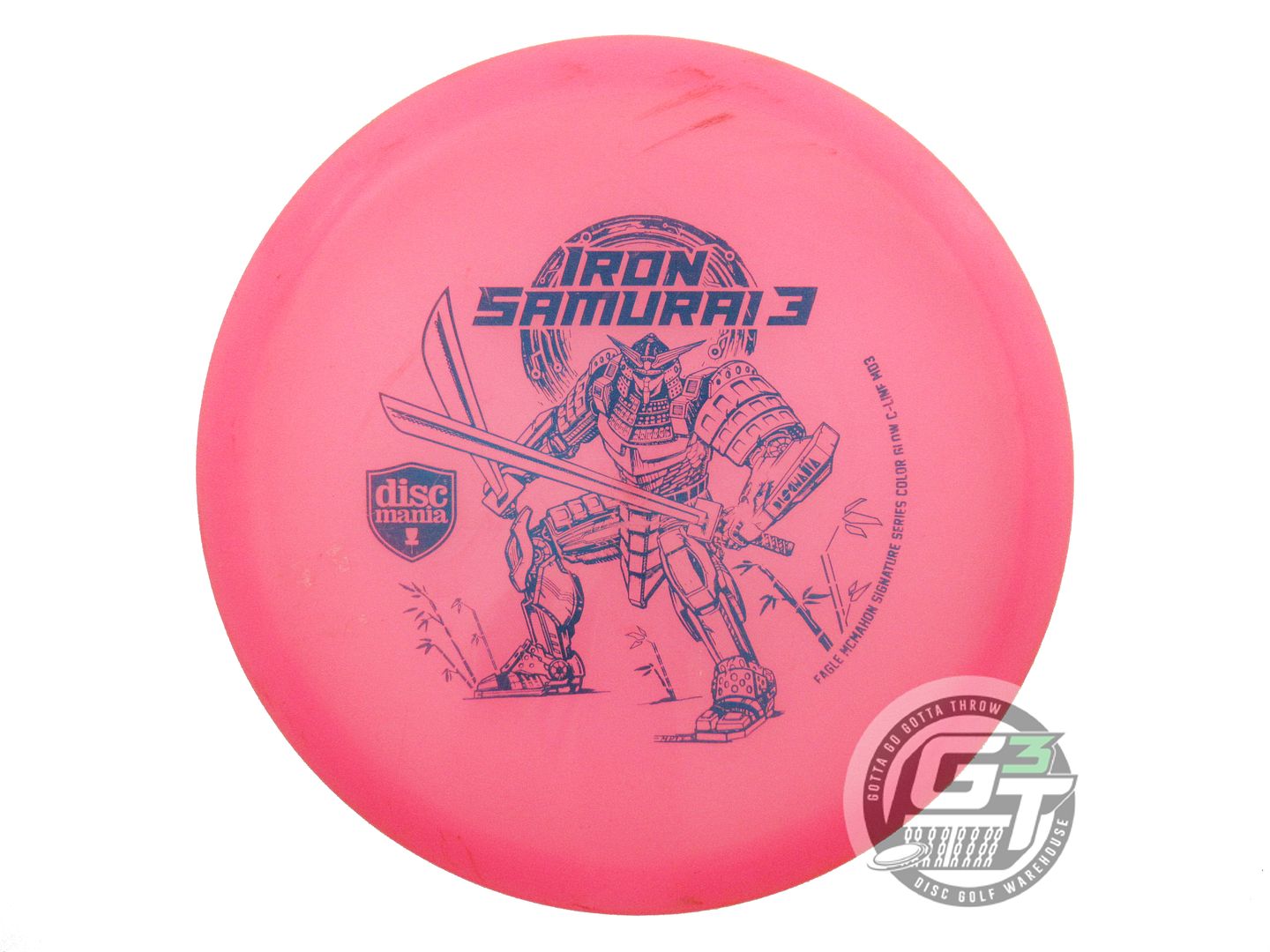 USED DiscMania IRON SAMURAI 3 Glow C-Line MD3 180g Pink Blue Foil Midrange Disc