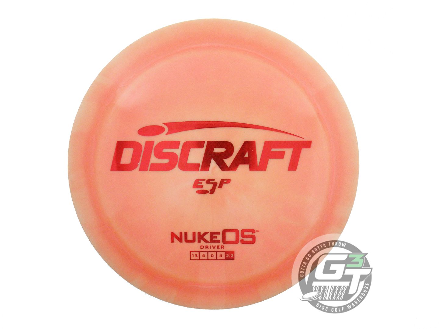 USED Discraft ESP Nuke OS 177g Peach Red Weave Foil Distance Driver Golf Disc