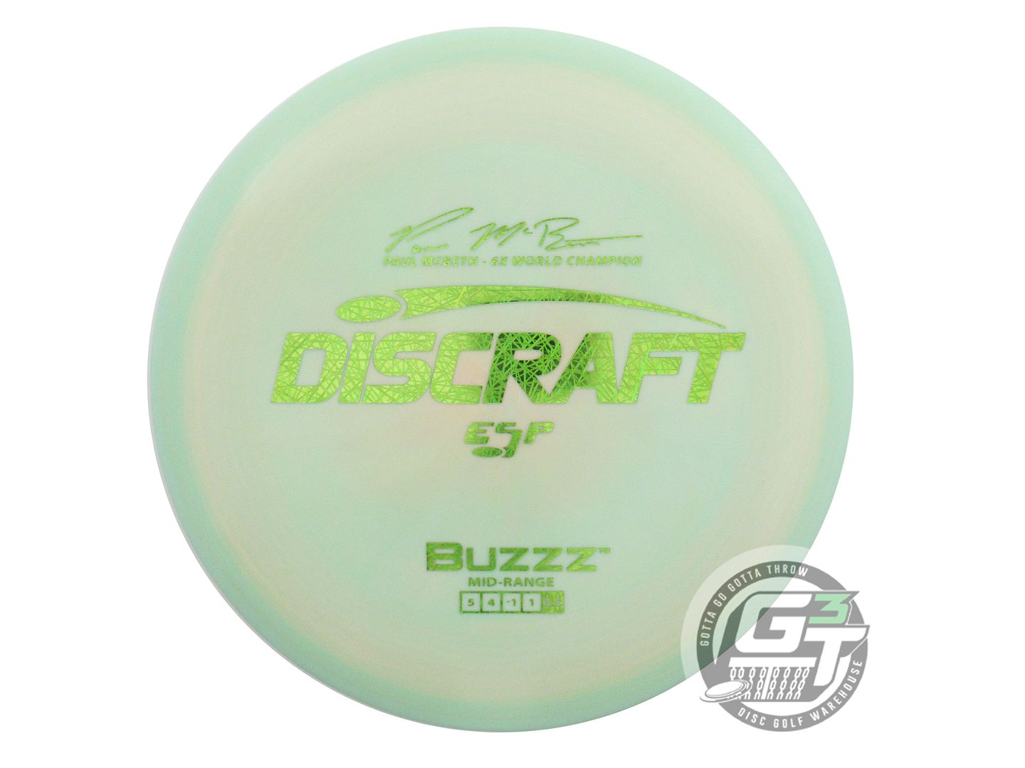 USED Discraft [McBETH] ESP Buzzz 177g Lime-Peach Lime Foil Midrange Golf Disc