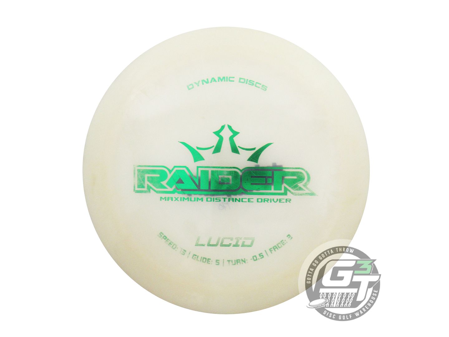 USED Dynamic Discs Lucid Raider 170g White Green Foil Distance Driver Golf Disc