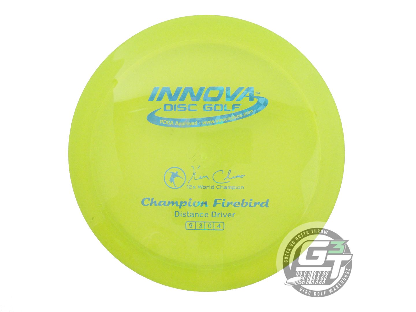 USED Innova Champion Firebird 168g Yellow Teal Shatter Foil Distance Driver Disc