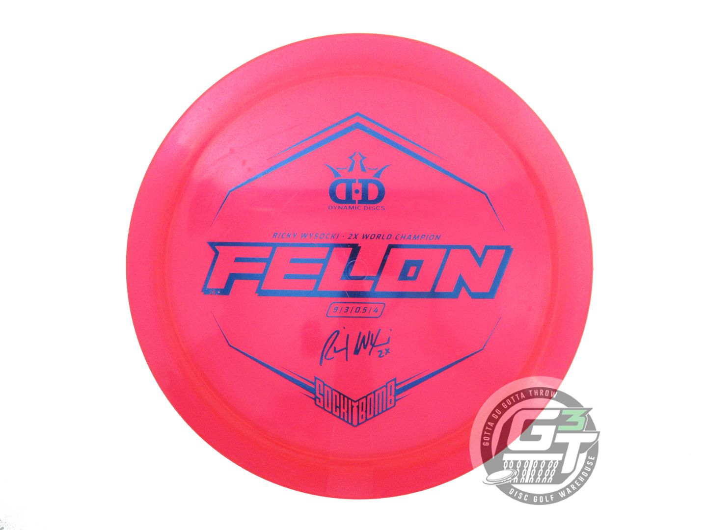 USED Dynamic Discs [WYSOCKI] Glimmer Lucid Ice Felon 173g Red Driver Golf Disc