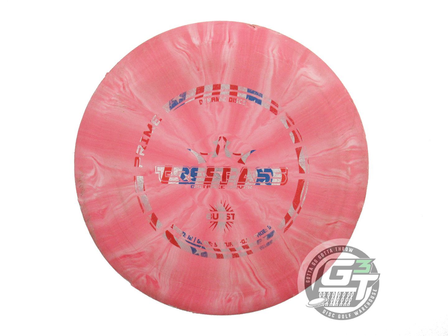 USED Dynamic Discs Prime Burst Trespass 175g Red Flag Foil Distance Driver Disc