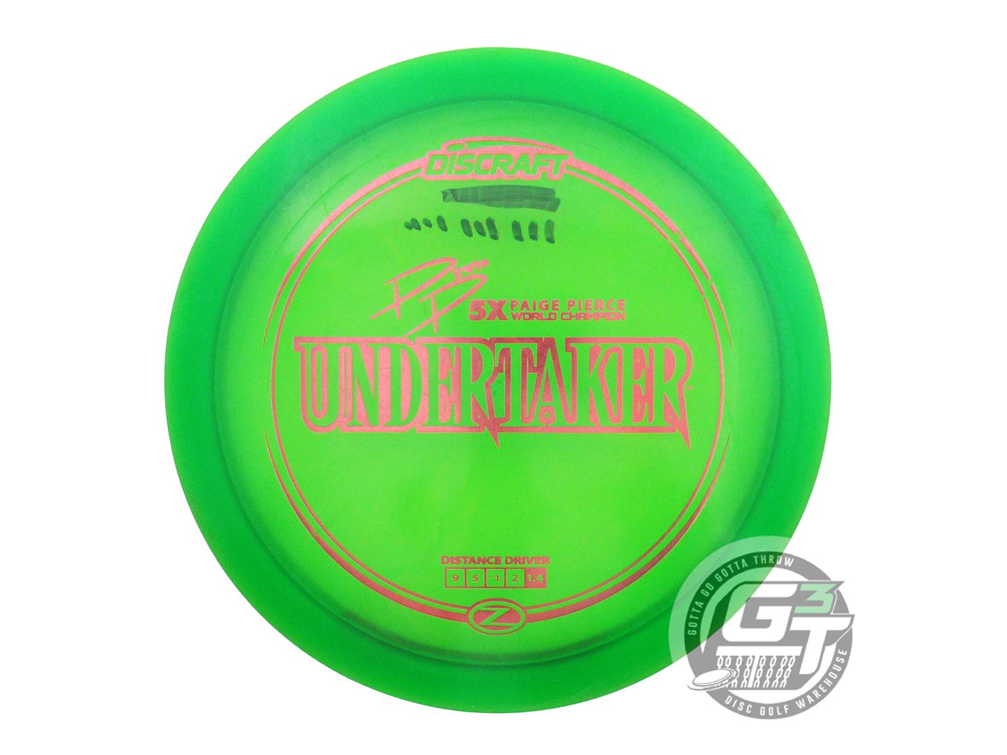 USED Discraft [PIERCE] Z Undertaker 173g Green Pink Tron Foil Driver Golf Disc