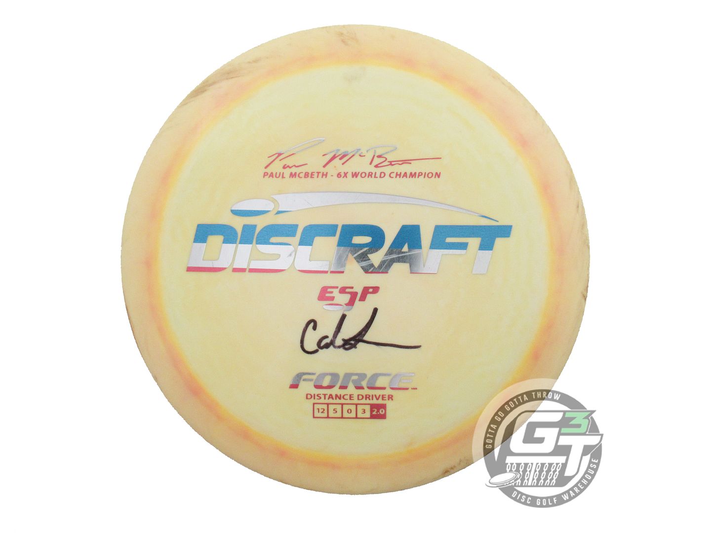 USED Discraft [McBETH] ESP Force 174g Marigold Stripe Foil Distance Driver Disc