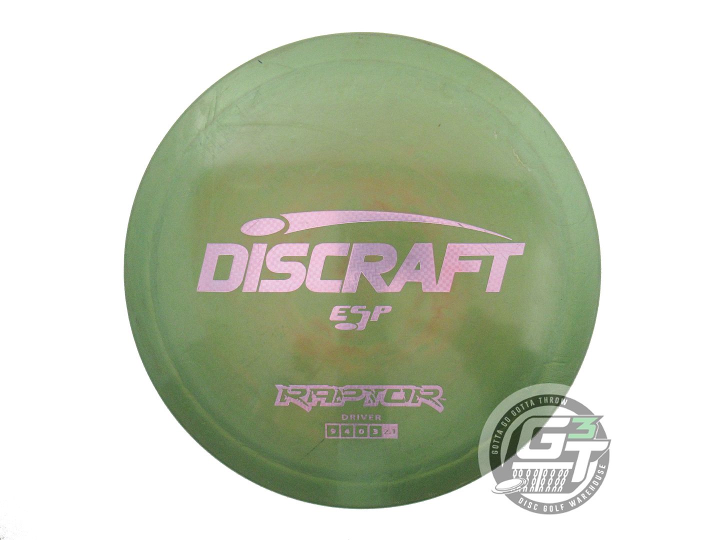USED Discraft ESP Raptor 175g Green Lilac Weave Foil Distance Driver Golf Disc