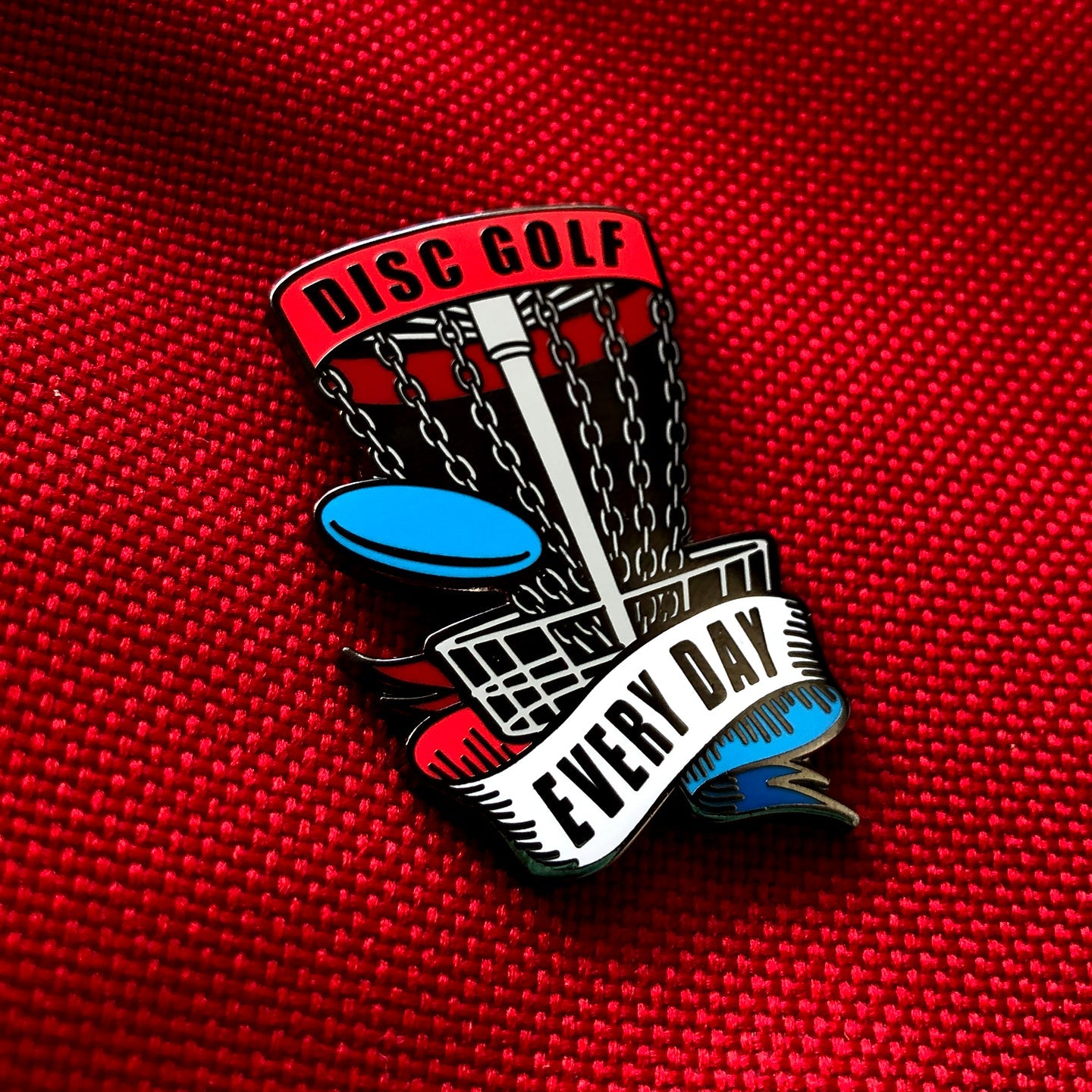 Disc Golf Every Day Basket Pin - RED, WHITE, BLUE