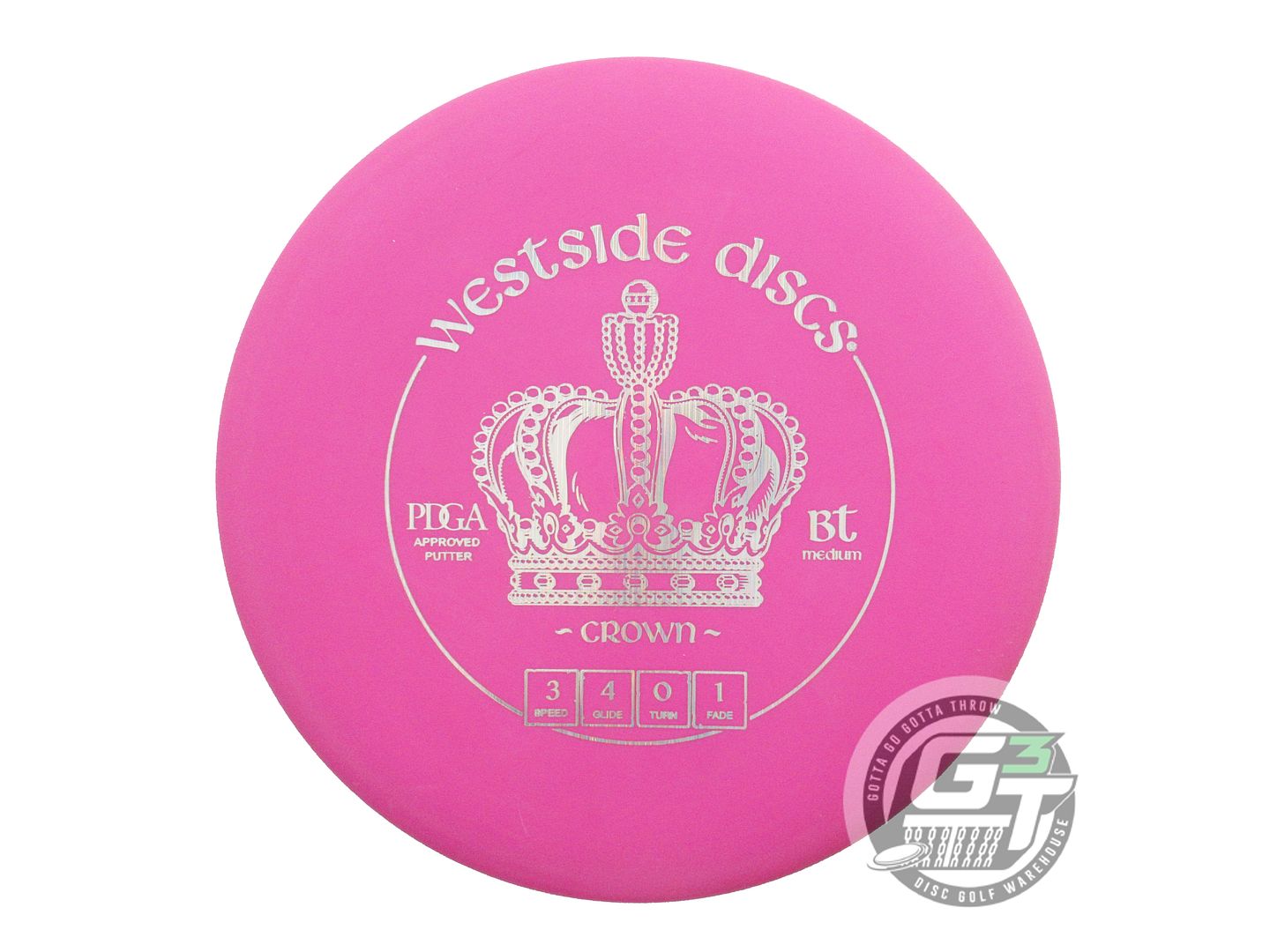 USED Westside Discs BT Medium Crown 175g Pink Silver Laser Foil Putter Golf Disc