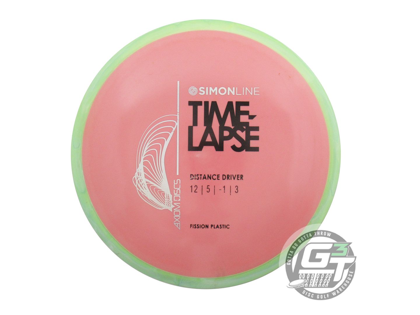 USED Axiom Discs [LIZOTTE] Fission Time Lapse 163g Pink Lime Rim Driver Disc