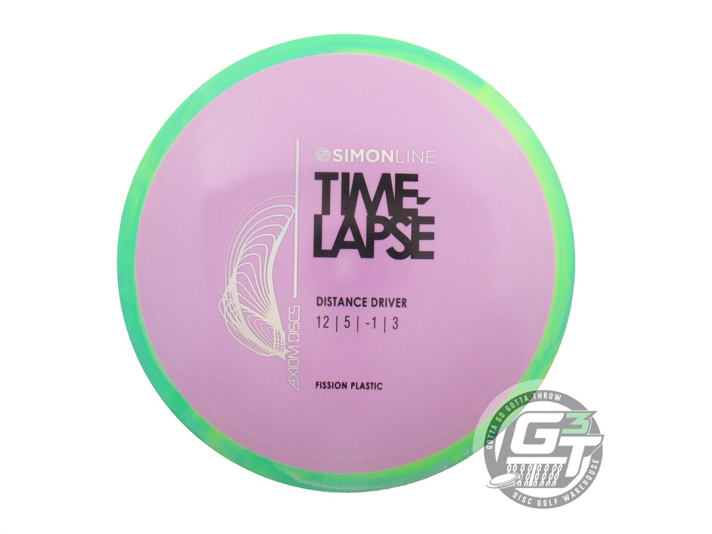 USED Axiom Discs [LIZOTTE] Fission Time Lapse 162g Lilac Lime Rim Driver Disc