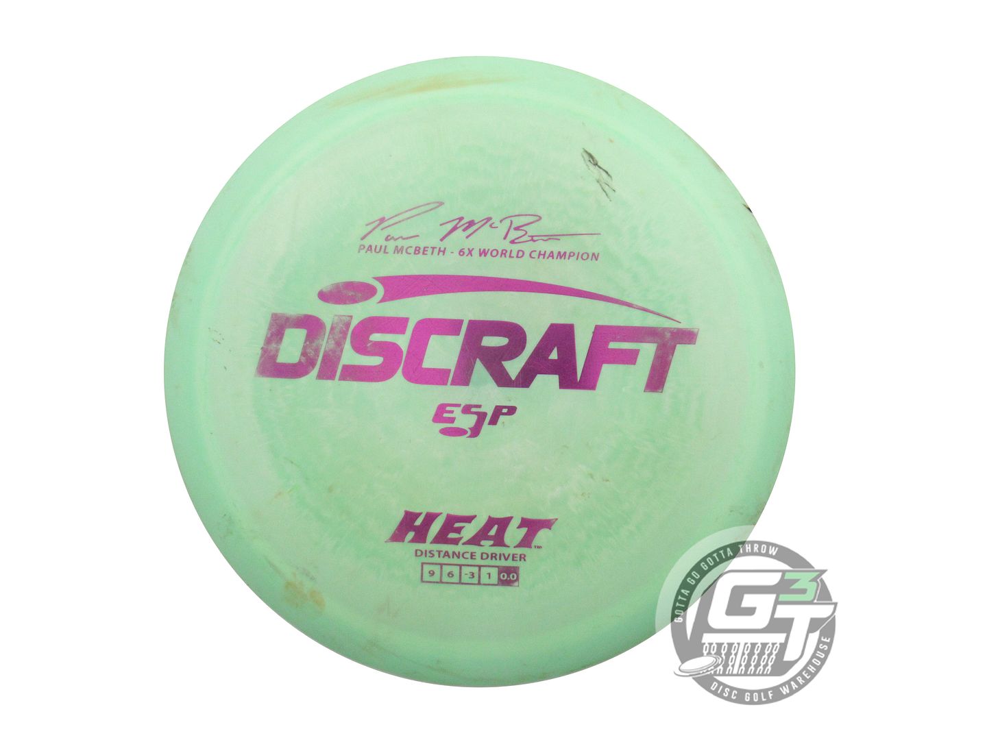 USED Discraft [McBETH] ESP Heat 174g Lime Purple Foil Distance Driver Golf Disc