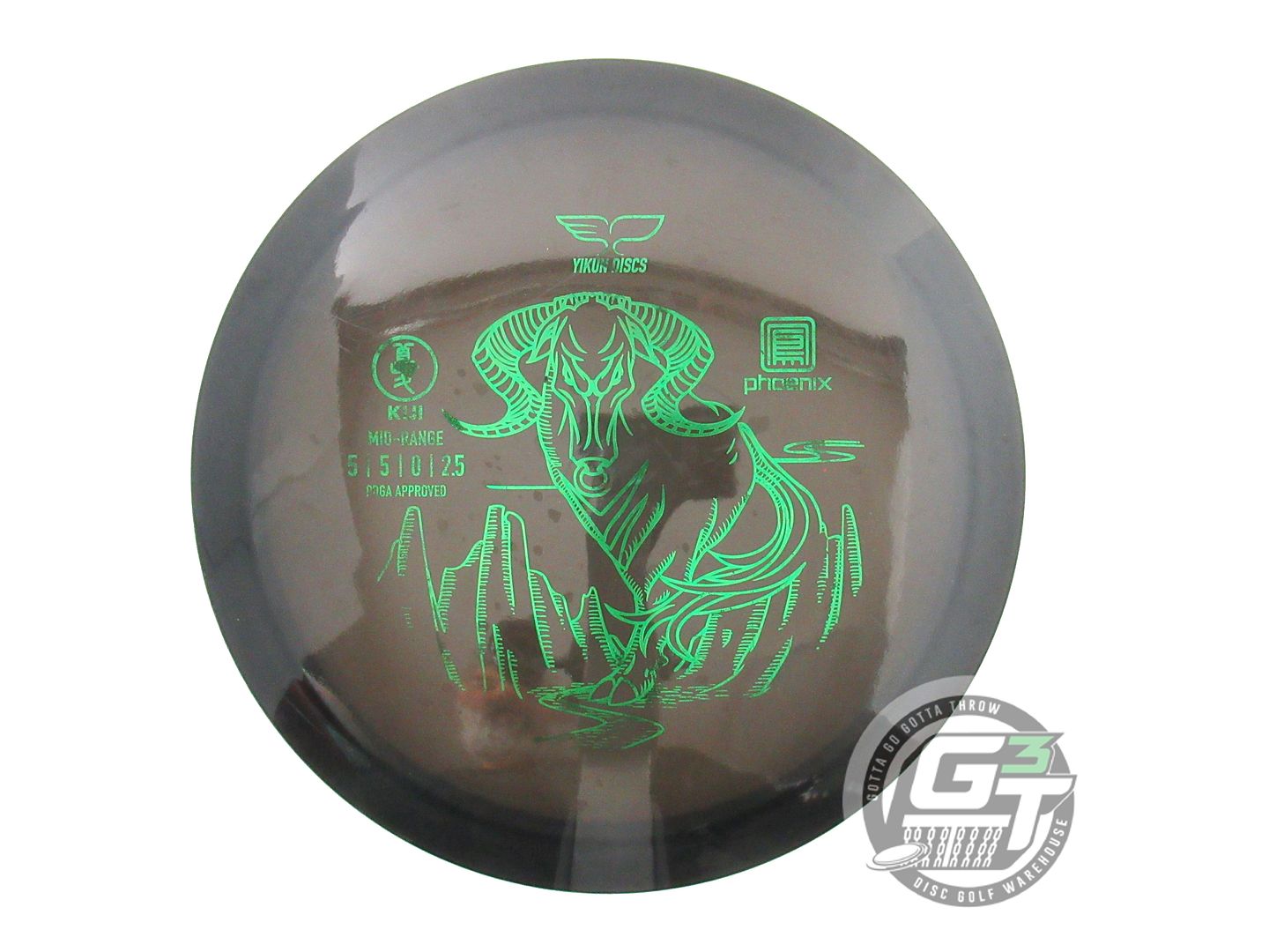 USED Yikun Disc Golf Phoenix Kui 174g Black Green Foil Midrange Golf Disc