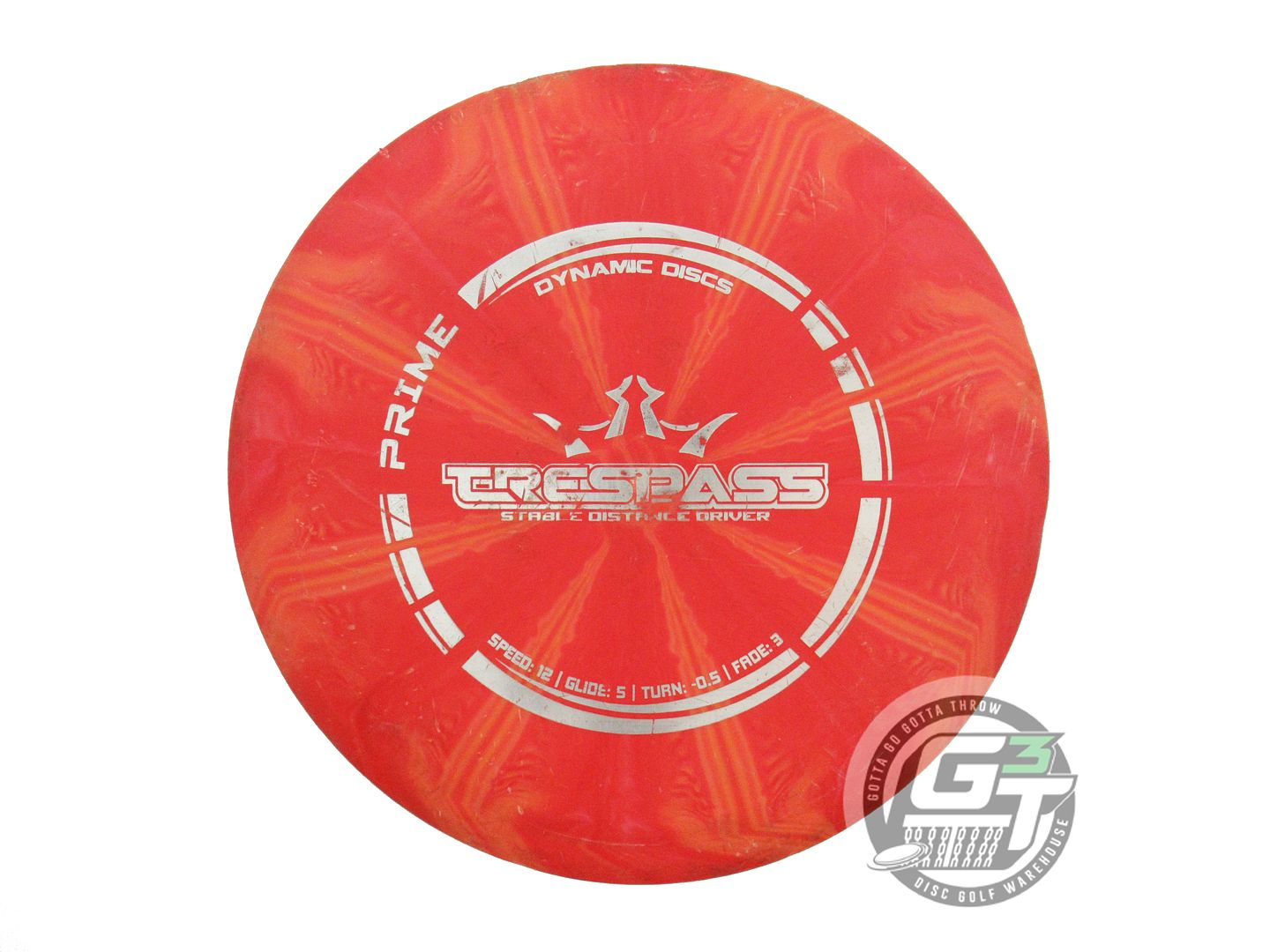 USED Dynamic Discs Prime Burst Trespass 174g Red Silver Stamp Driver Golf Disc