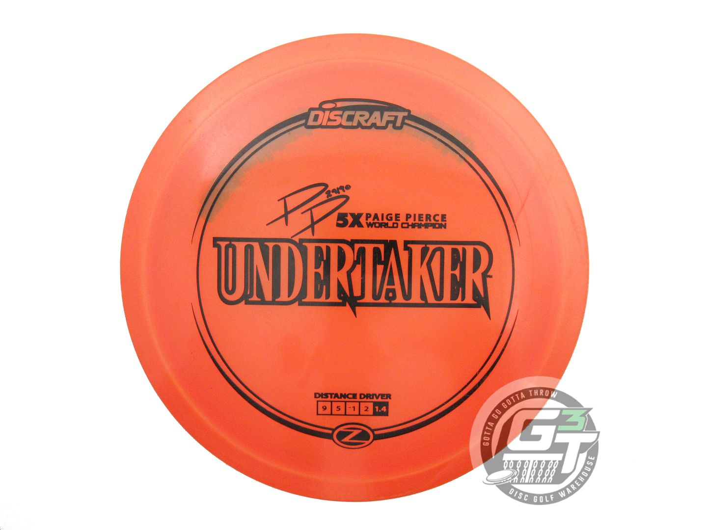 USED Discraft [PIERCE] Z Undertaker 174g Orange Black Stamp Distance Driver Disc