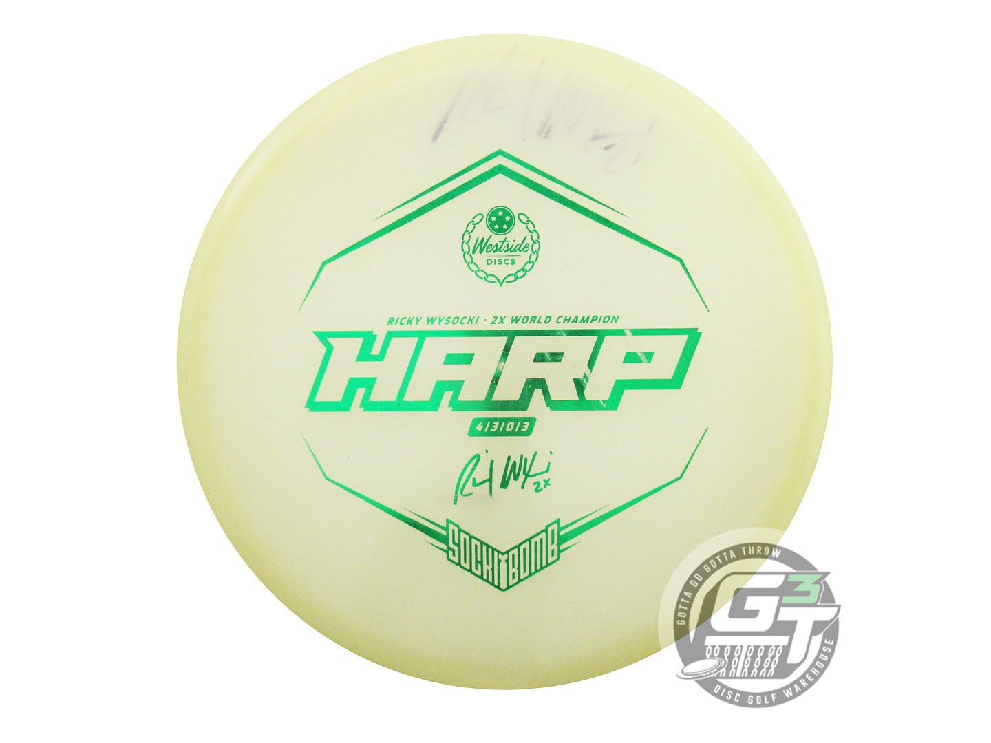 USED Westside Discs [WYSOCKI] Glow VIP Harp 176g Green Foil Putter Golf Disc