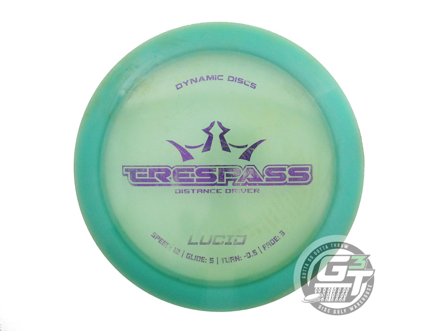 USED Dynamic Discs Lucid Trespass 173g Green Purple Foil Distance Driver Disc