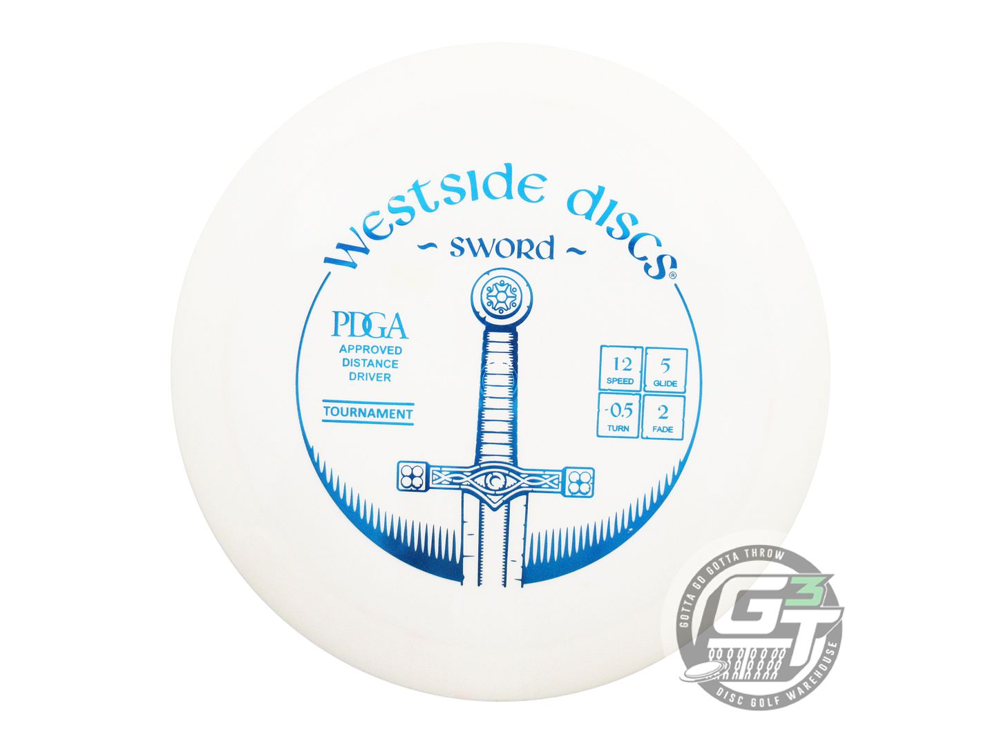 USED Westside Discs Tournament Sword 174g White Blue Foil Distance Driver Disc