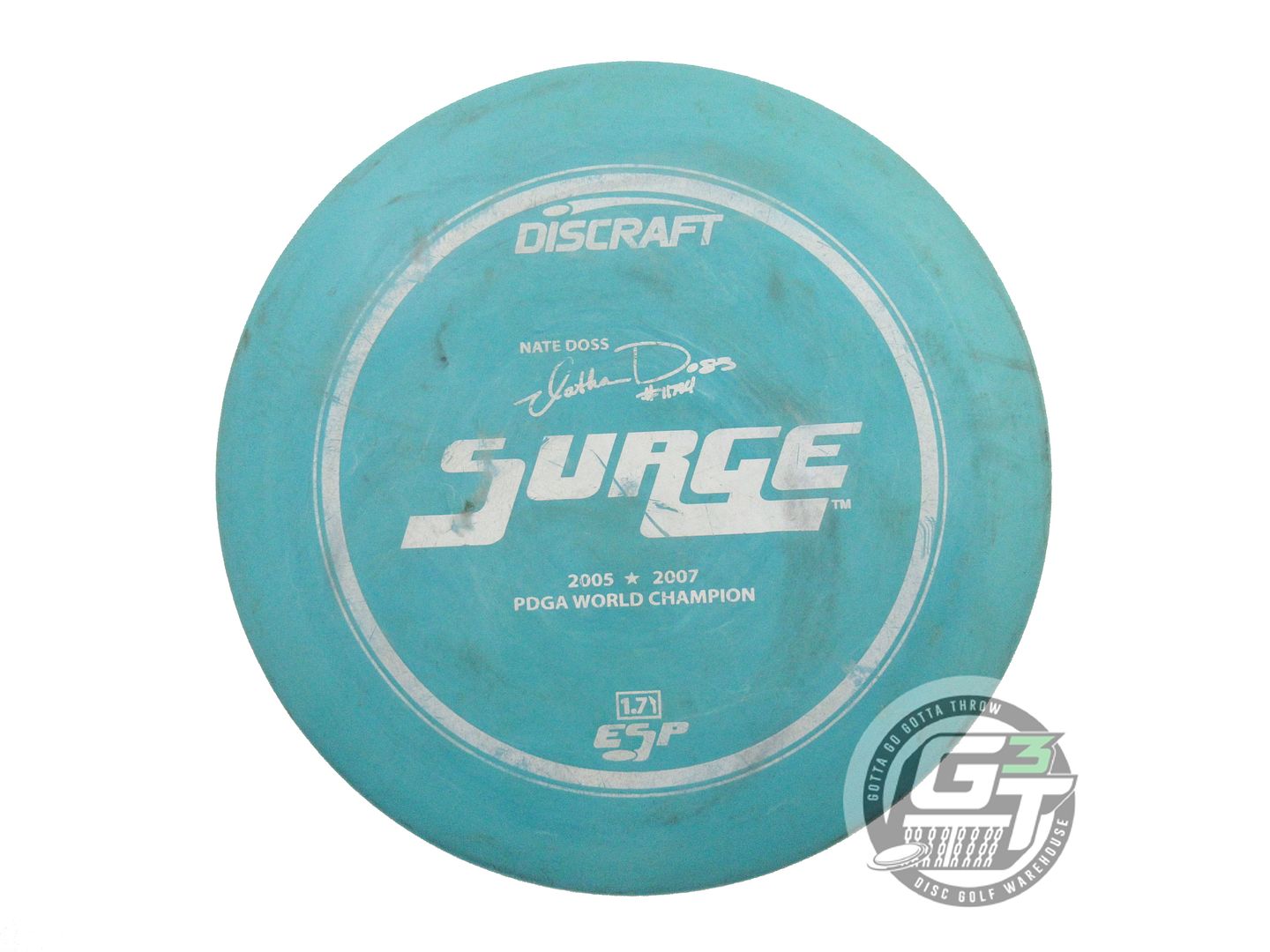 USED Discraft [DOSS] ESP Surge 174g Teal White Stamp PFN Distance Driver Disc