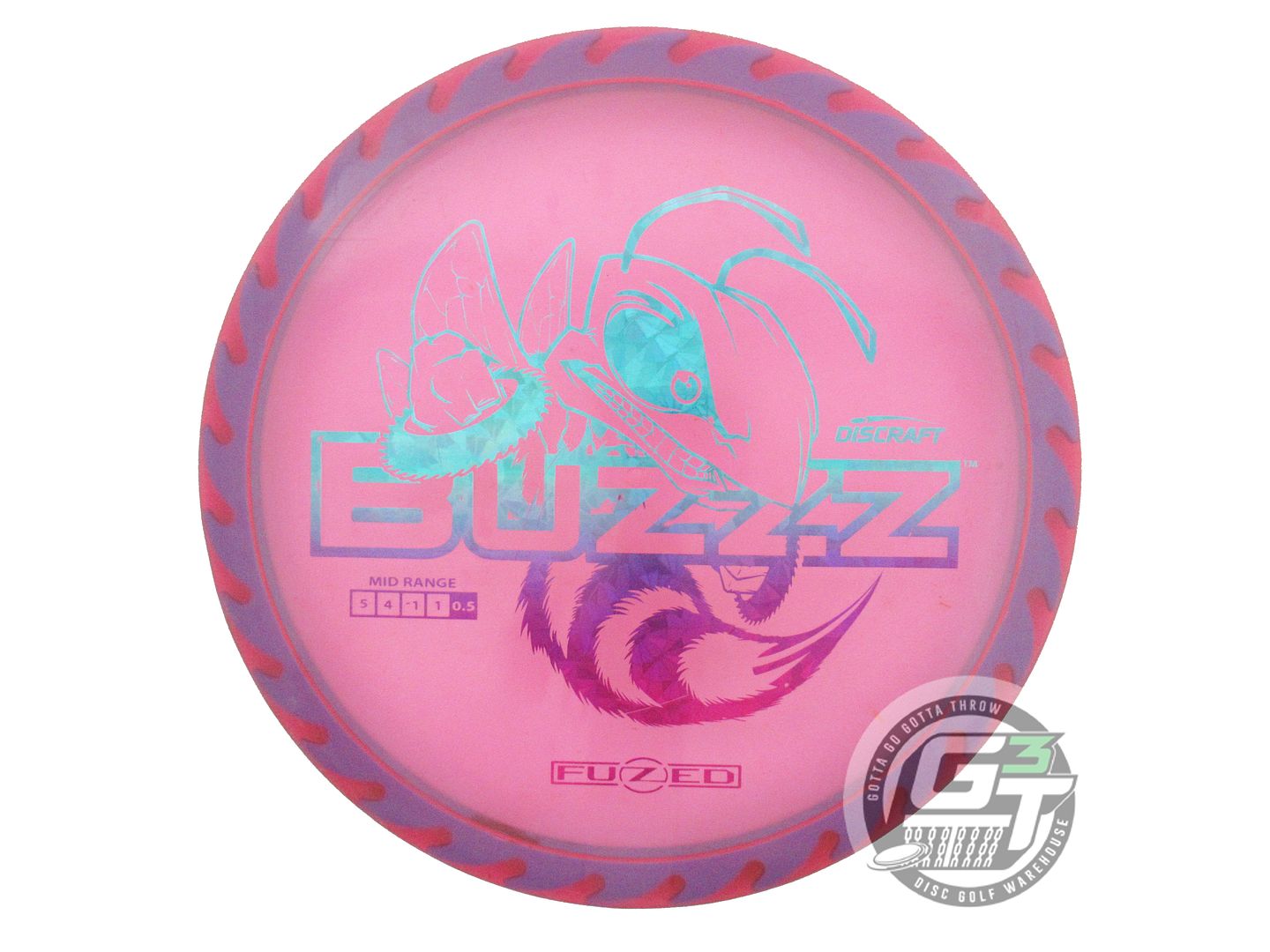 USED Discraft FuZed BuzzzSaw Buzzz 169g Pink Sunset Shatter Foil Midrange Disc