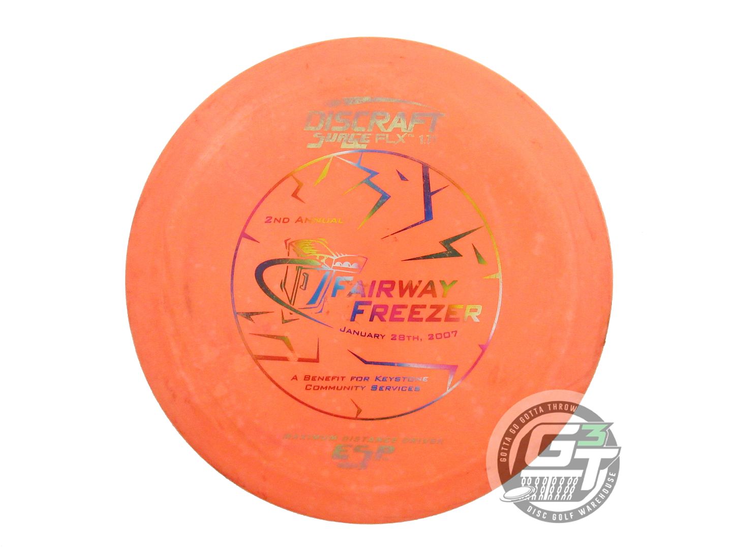 USED Discraft ESP FLX Surge 174g Orange Rainbow Foil Distance Driver Golf Disc