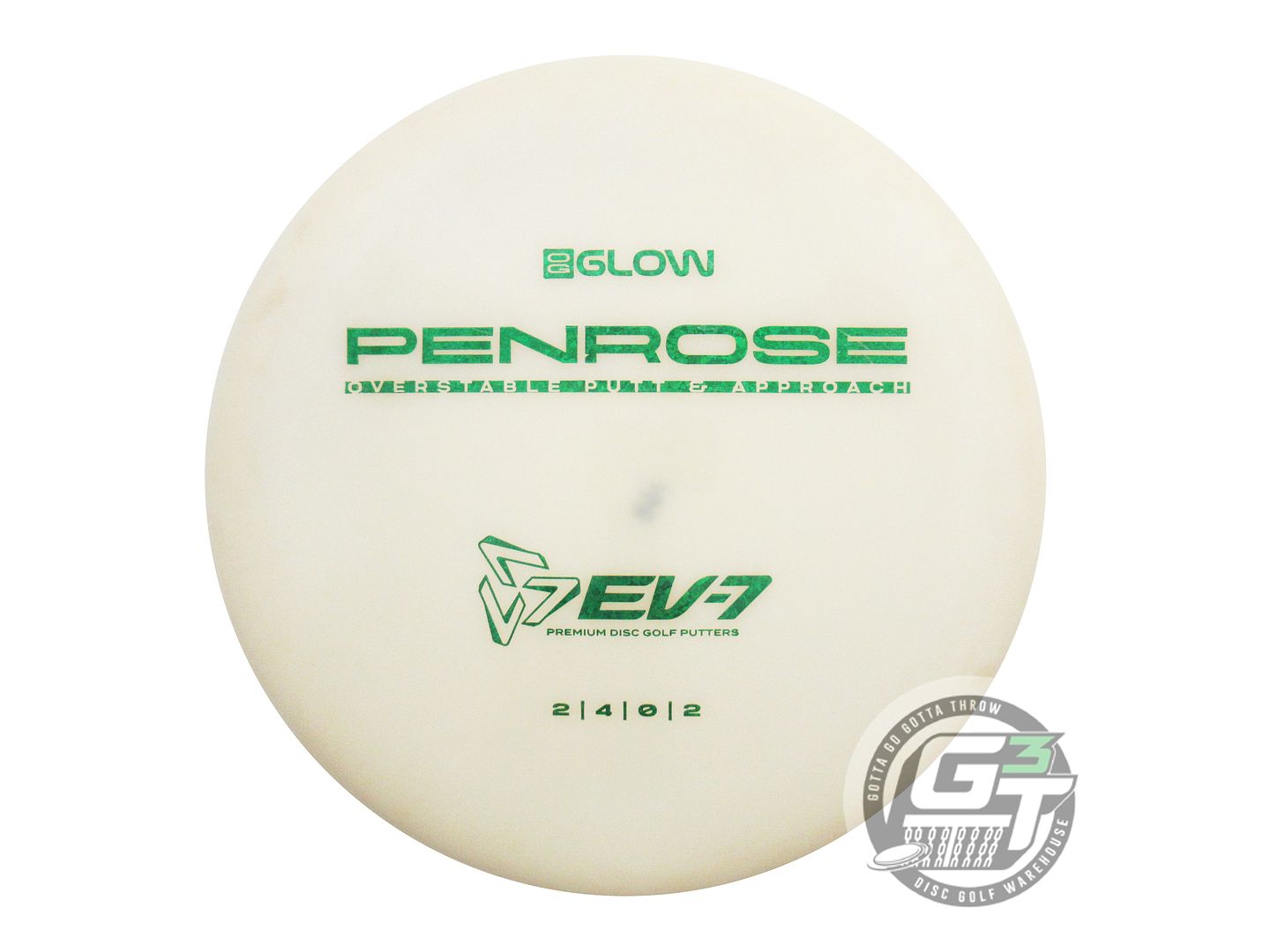 USED EV-7 Premium Glow Penrose 168g White Green Shatter Foil Putter Golf Disc