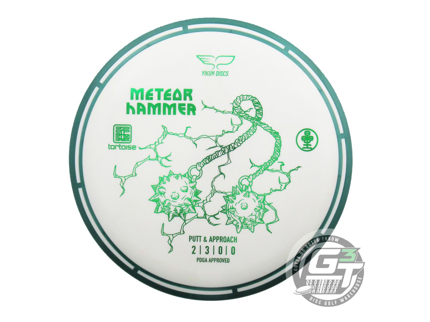 NOS Yikun Disc Golf Tortoise Meteor Hammer 174g Green Rim Putter Disc