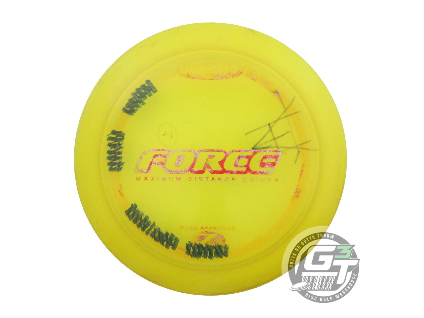 USED Discraft Z Force 174g Yellow Red Shatter Distance Driver Golf Disc