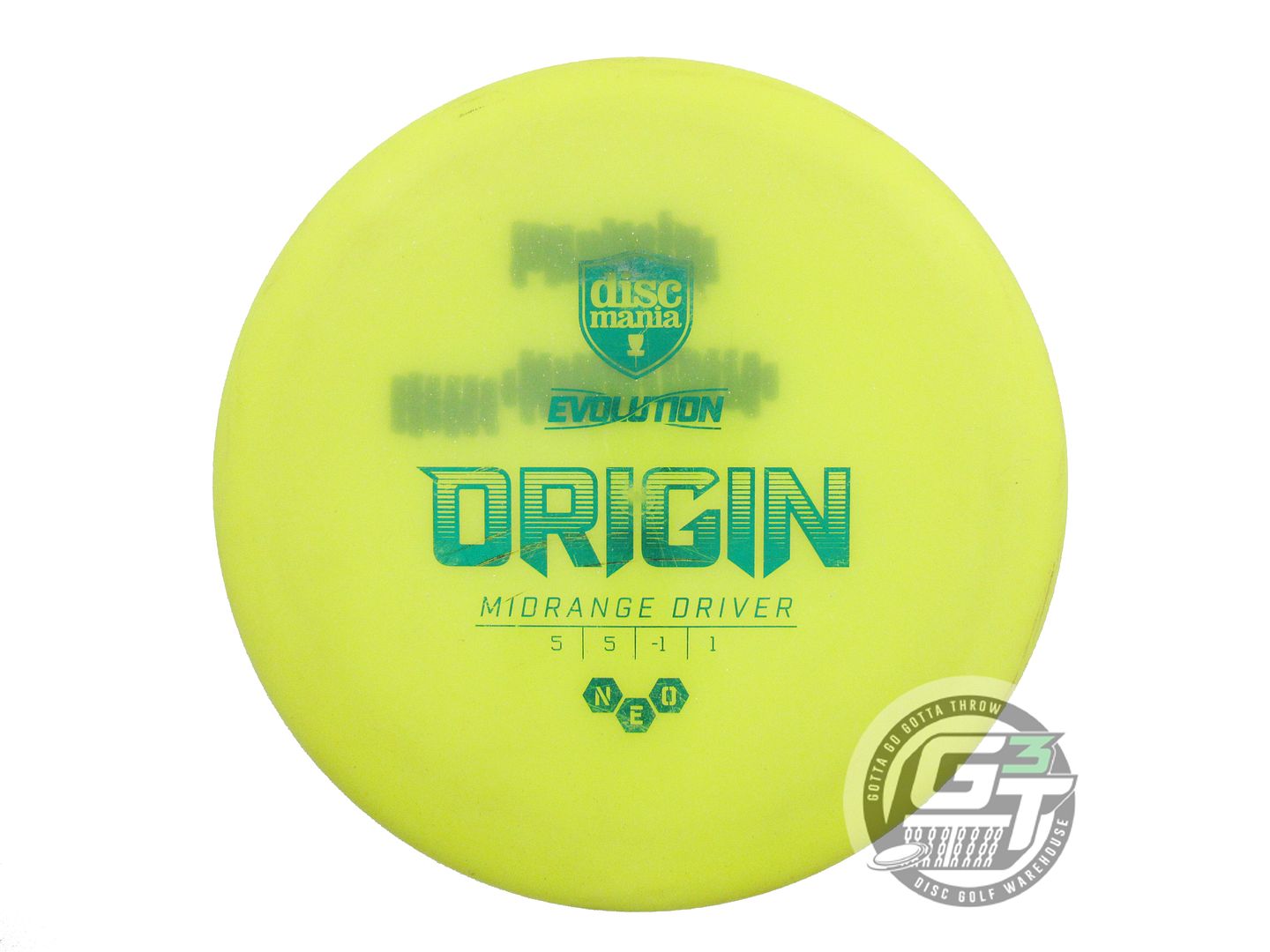 USED DiscMania Neo Origin 177g Yellow Green Foil Midrange Golf Disc