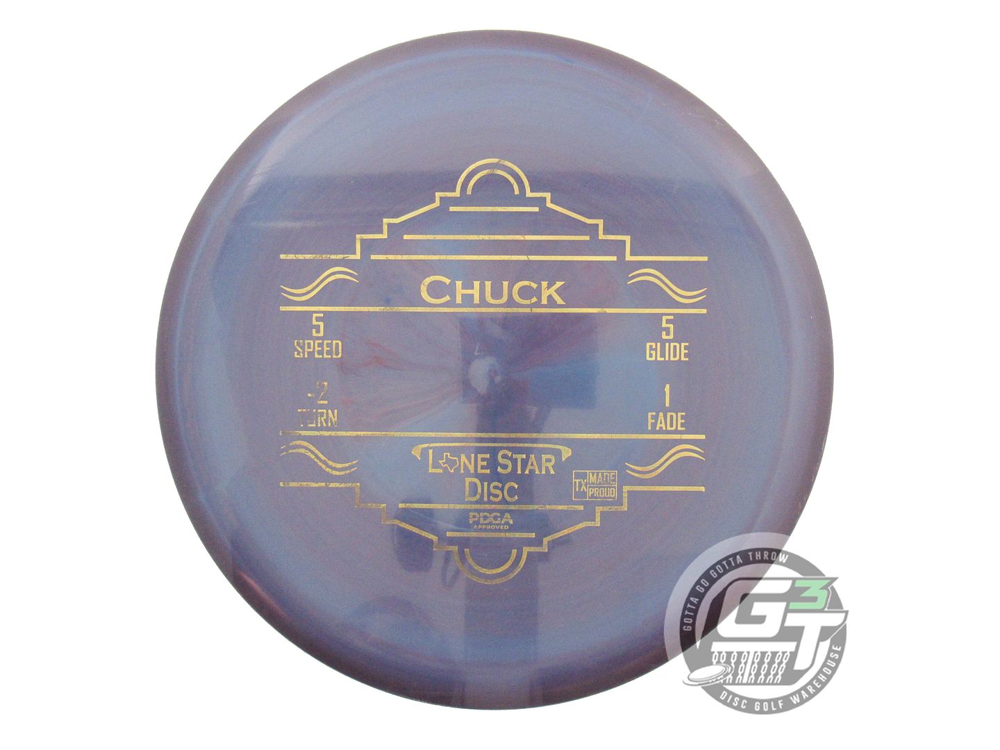 USED Lone Star Alpha Chuck 174g Blue-Purple Gold Foil Midrange Golf Disc