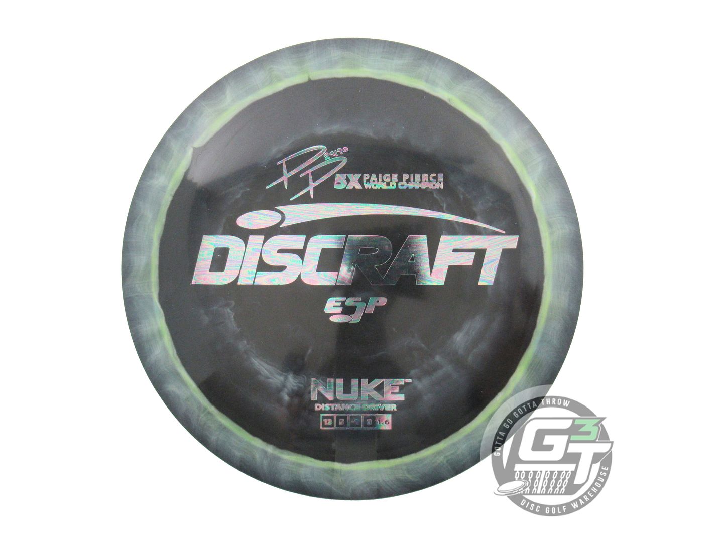NOS Discraft [PIERCE] ESP Nuke 174g Black-Lime Oil Slick Distance Driver Disc