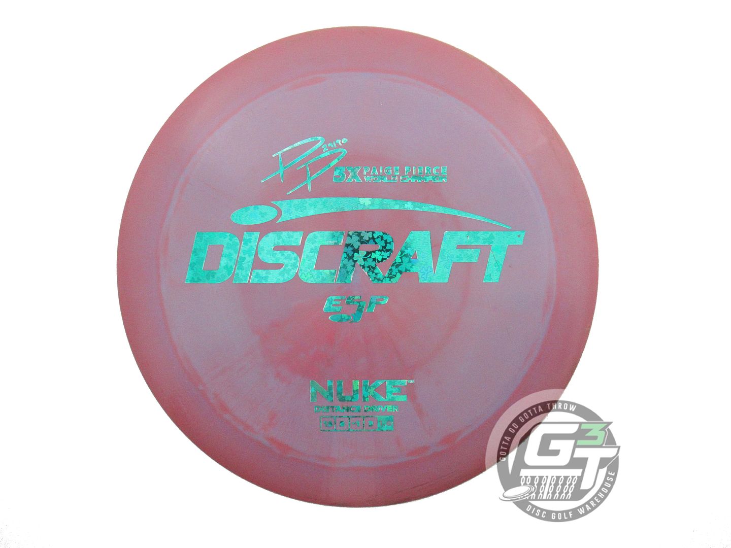 USED Discraft [PIERCE] ESP Nuke 166g Dark Pink-Purp Shamrock Driver Disc