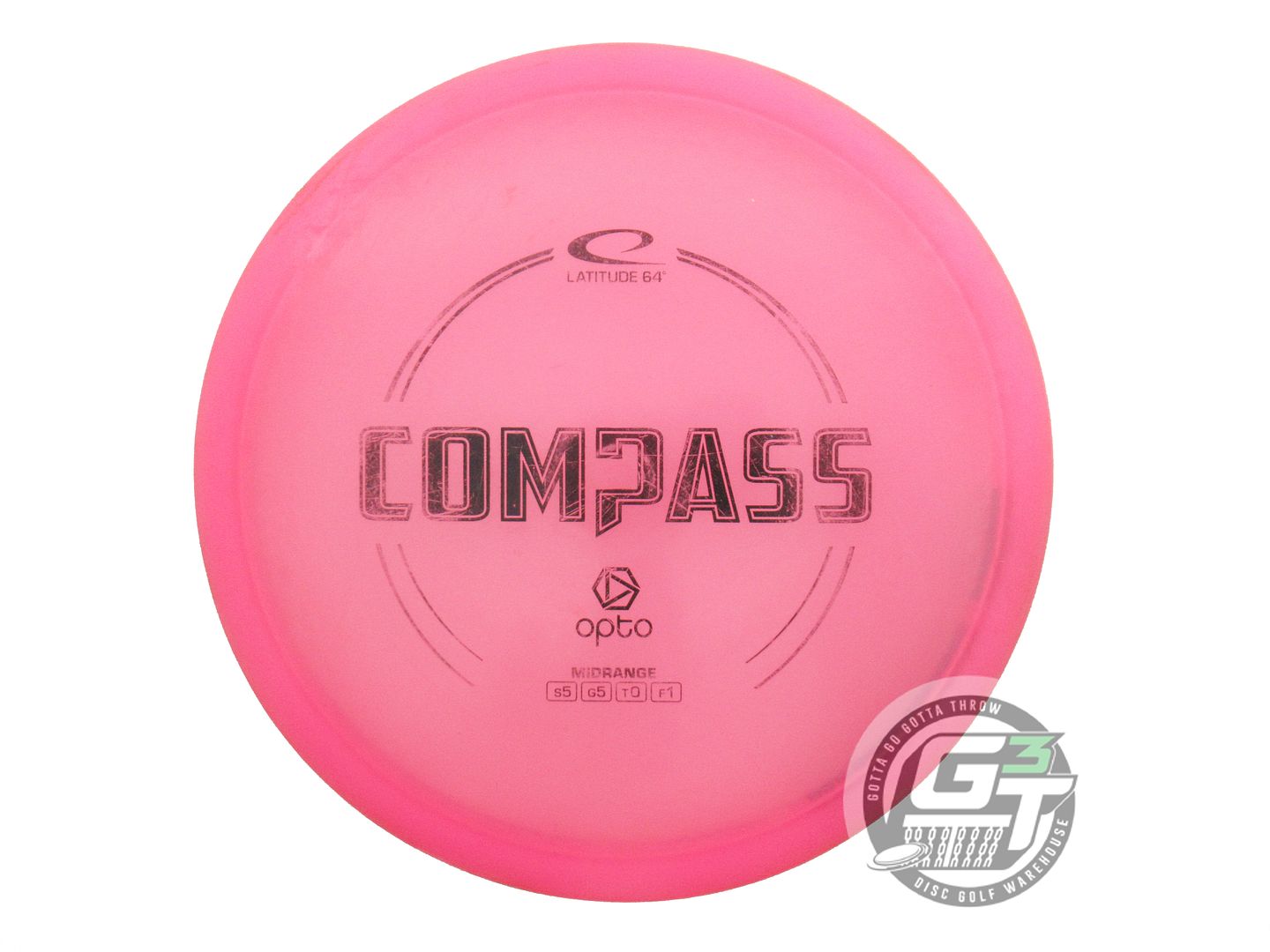 USED Latitude 64 Opto Compass 171g Pink Black Stamp Midrange Golf Disc