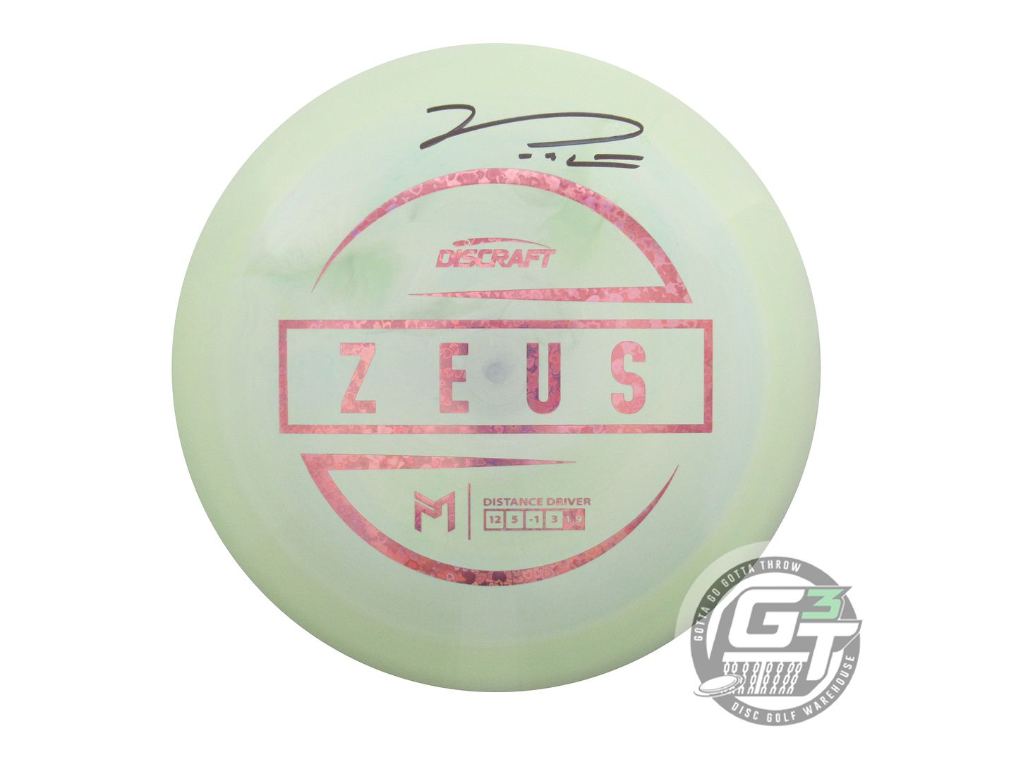 NOS Discraft [McBETH] ESP Zeus 174g Lime Pink Heart SIGNED Driver Golf Disc