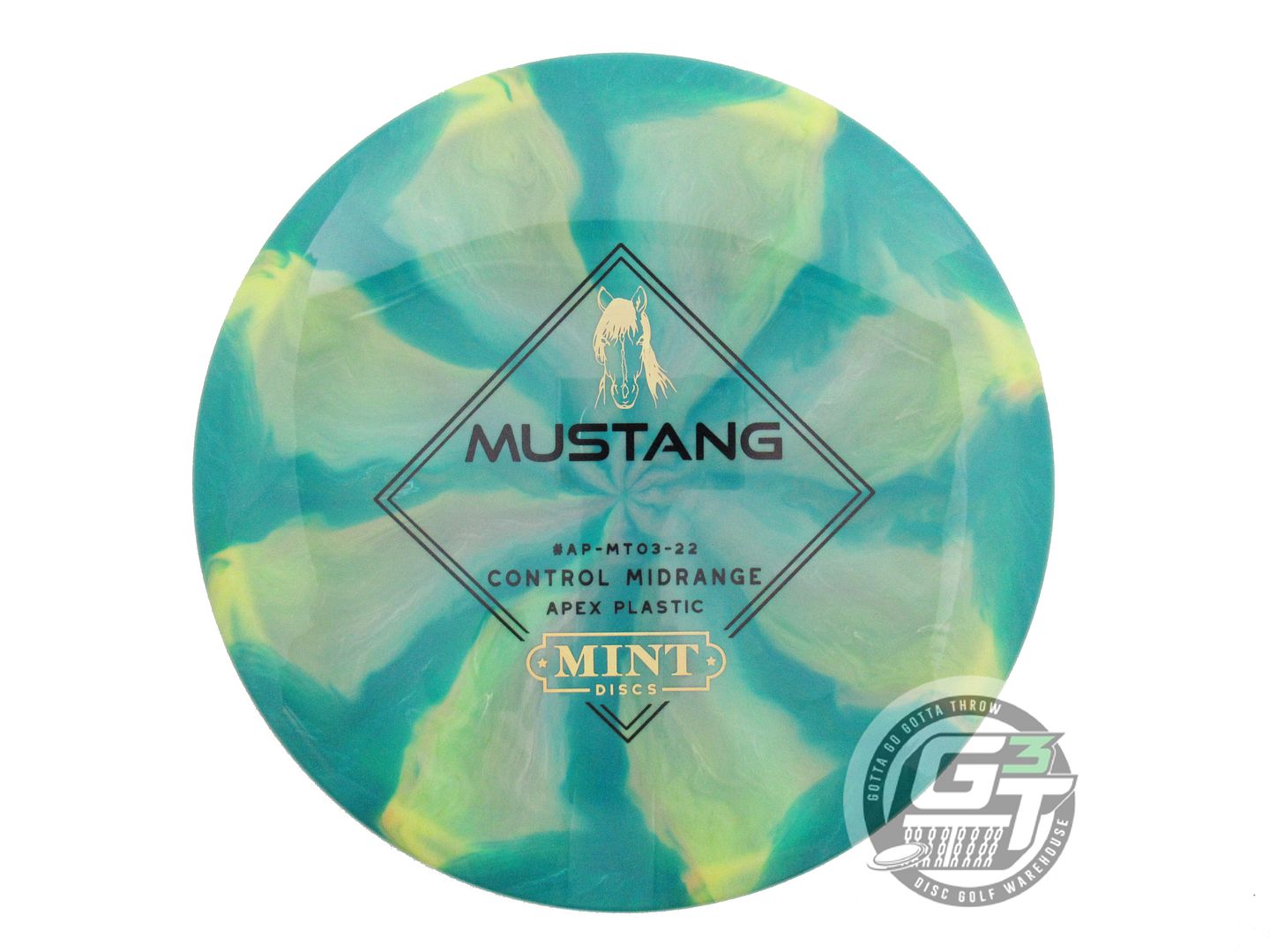 NOS Mint Discs Swirly Apex Mustang 174g Green-Yellow Midrange Golf Disc