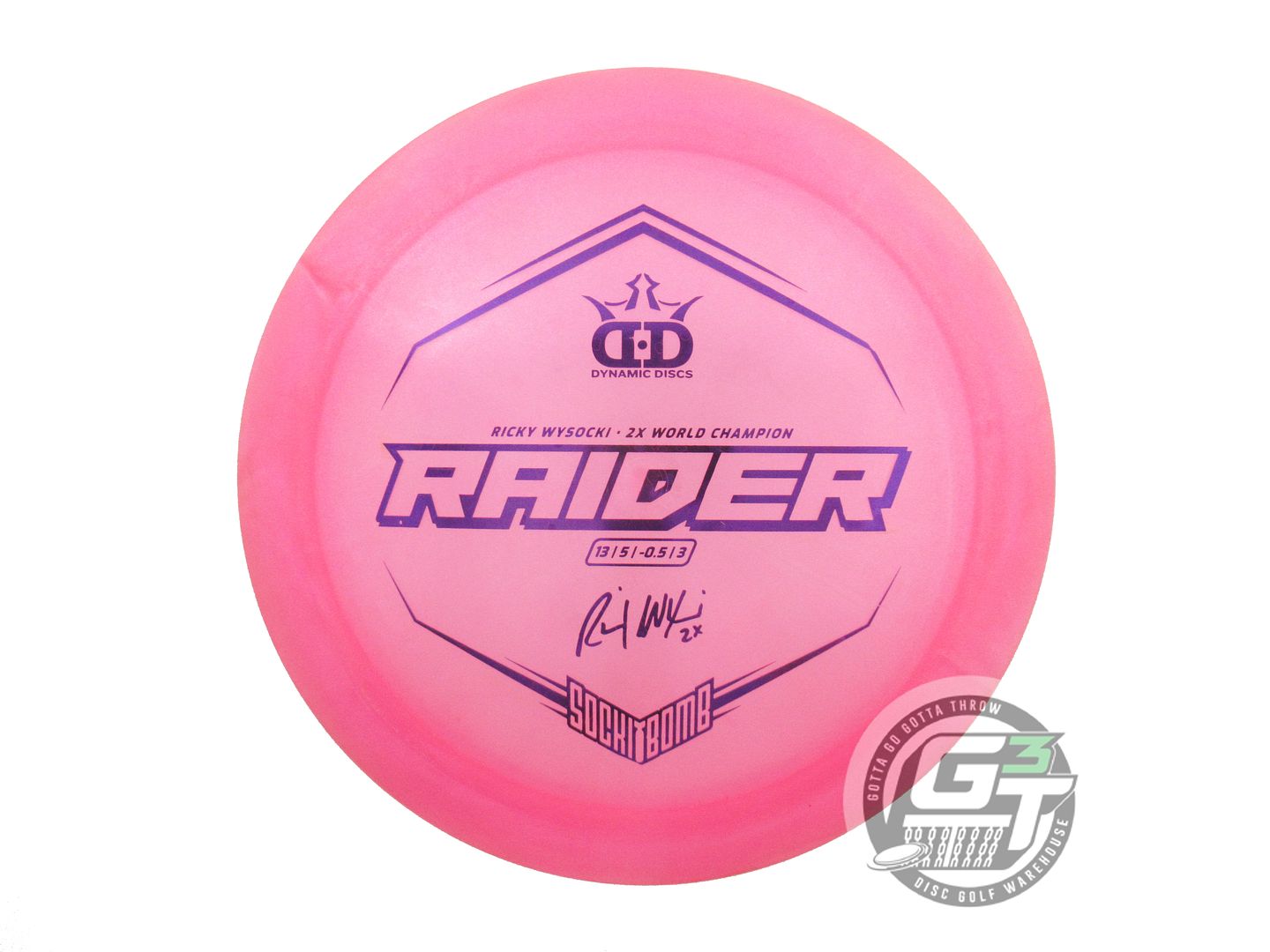 USED Dynamic Discs [WYSOCKI] Glimmer Lucid Ice Raider 173g Pink Driver Golf Disc
