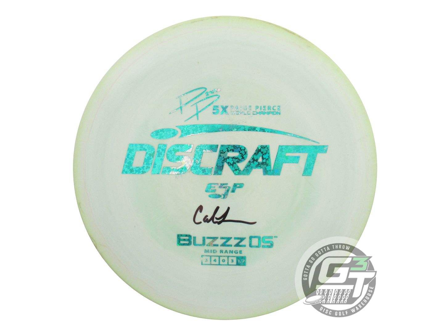 USED Discraft [PIERCE] ESP Buzzz OS 175g Lt. Lime Shamrock Foil Midrange Disc