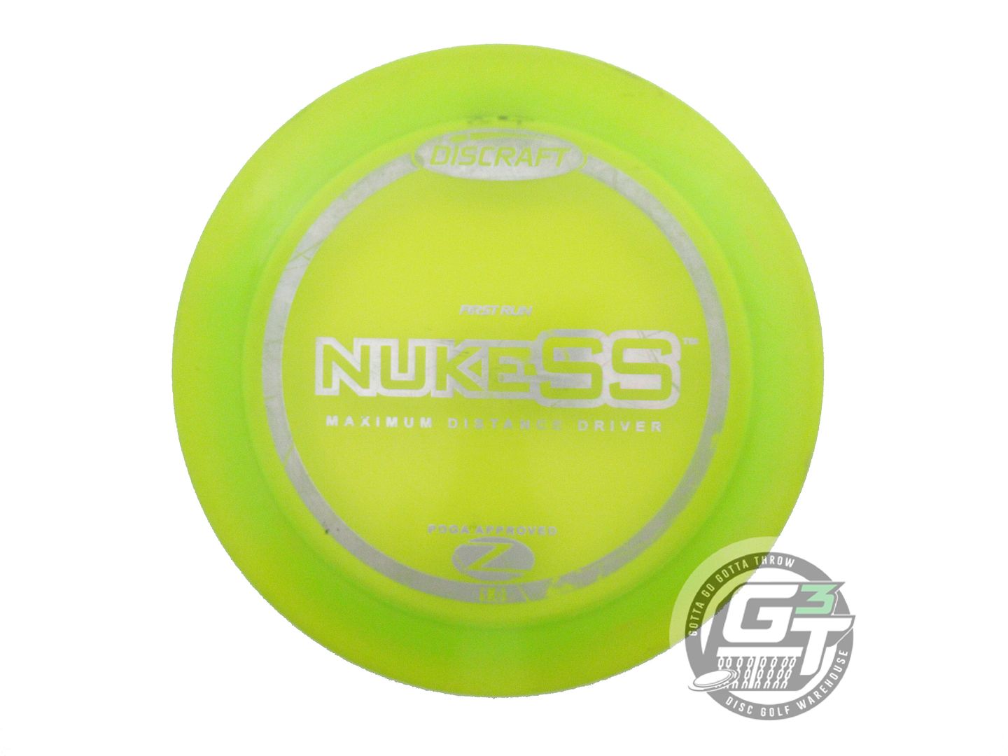 USED Discraft FIRST RUN Z Nuke SS 169g Lime Silver Foil Distance Driver Disc