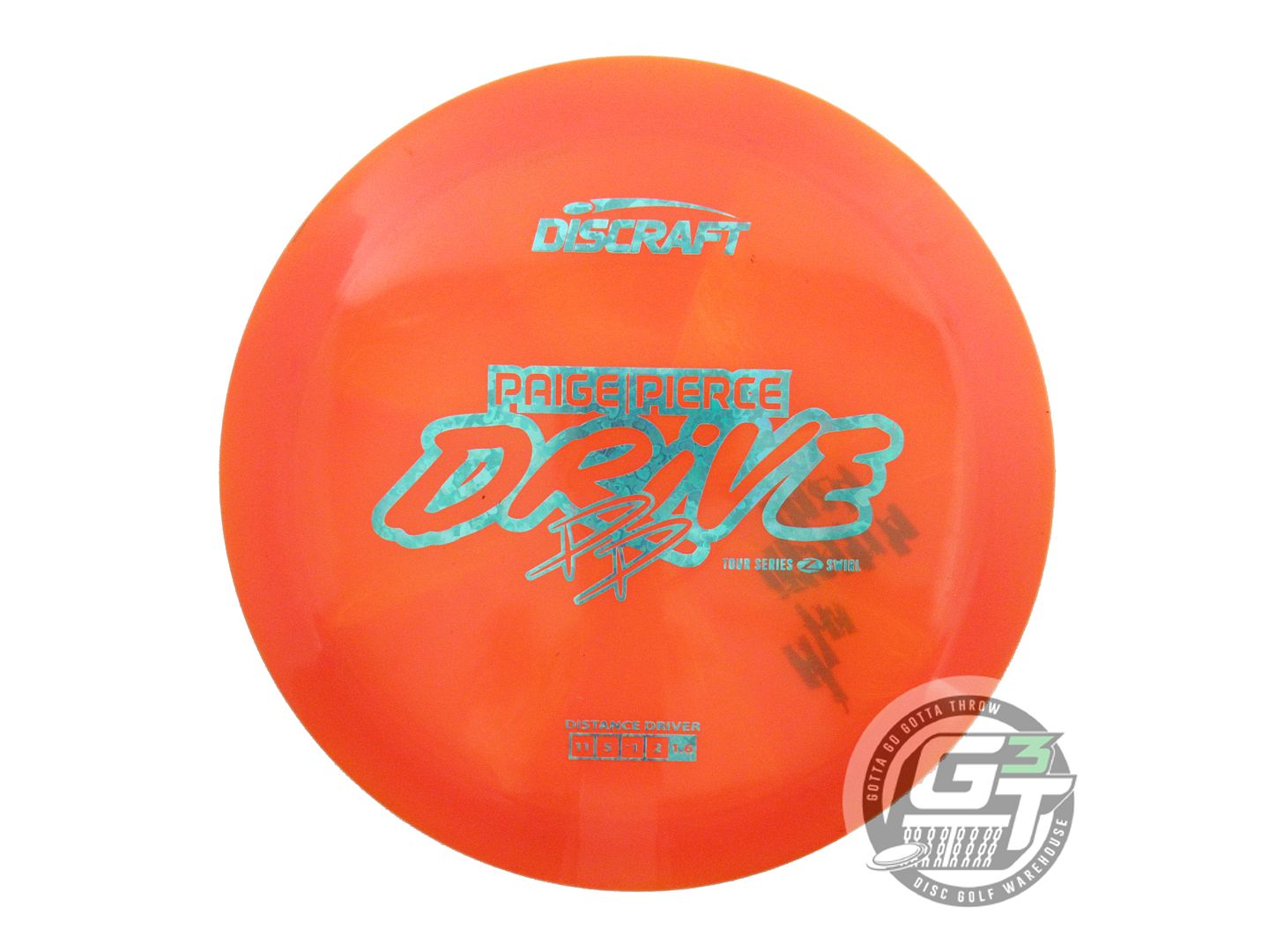 USED Discraft [PIERCE] Z Swirl Drive 174g Orange Teal Heart Distance Driver Disc