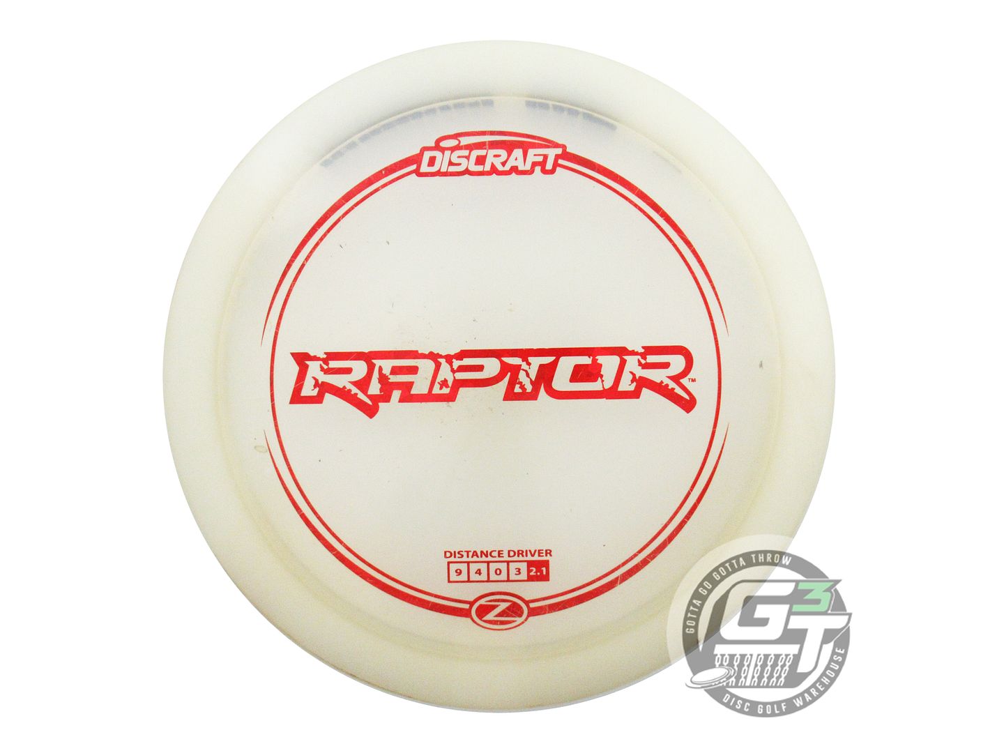 USED Discraft Z Raptor 175g White Red Shatter Foil Distance Driver Golf Disc